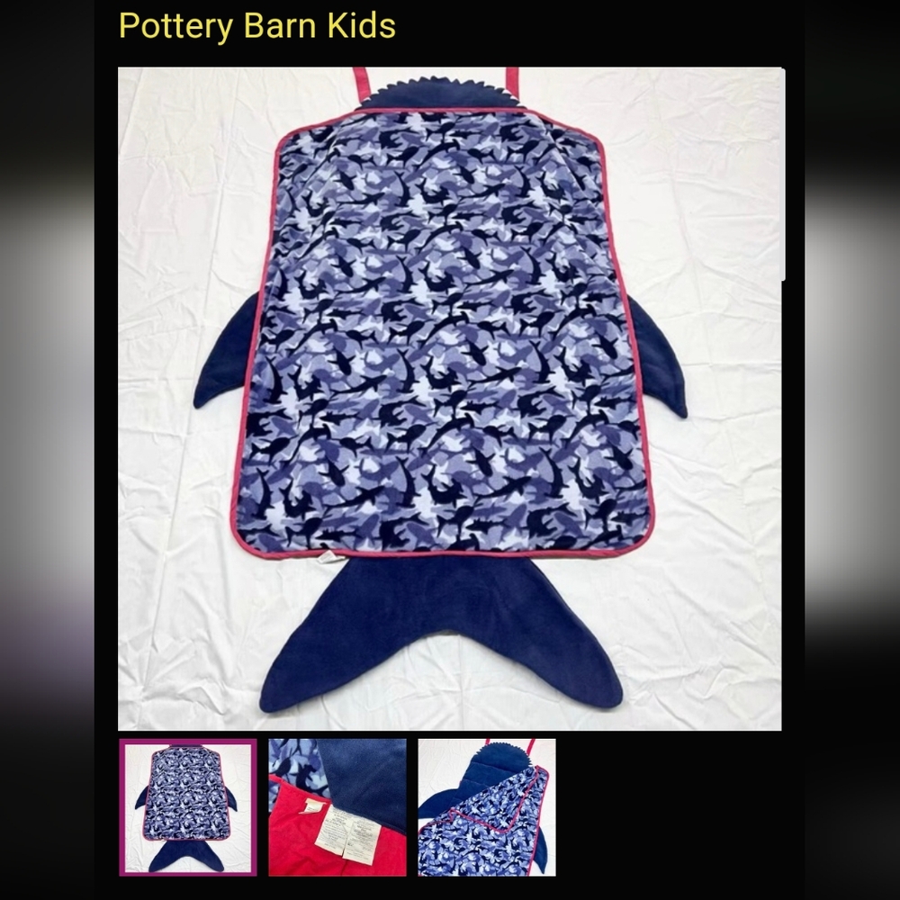 PBK POTTERY BARN KIDS Shark Nap Mat SLEEPING BAG